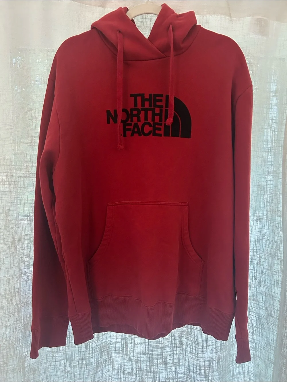 The North Face Men's Red Hooded Burgundy Sweatshirt